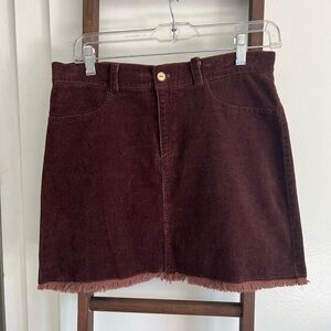 1990s Brown Corduroy Mini Skirt